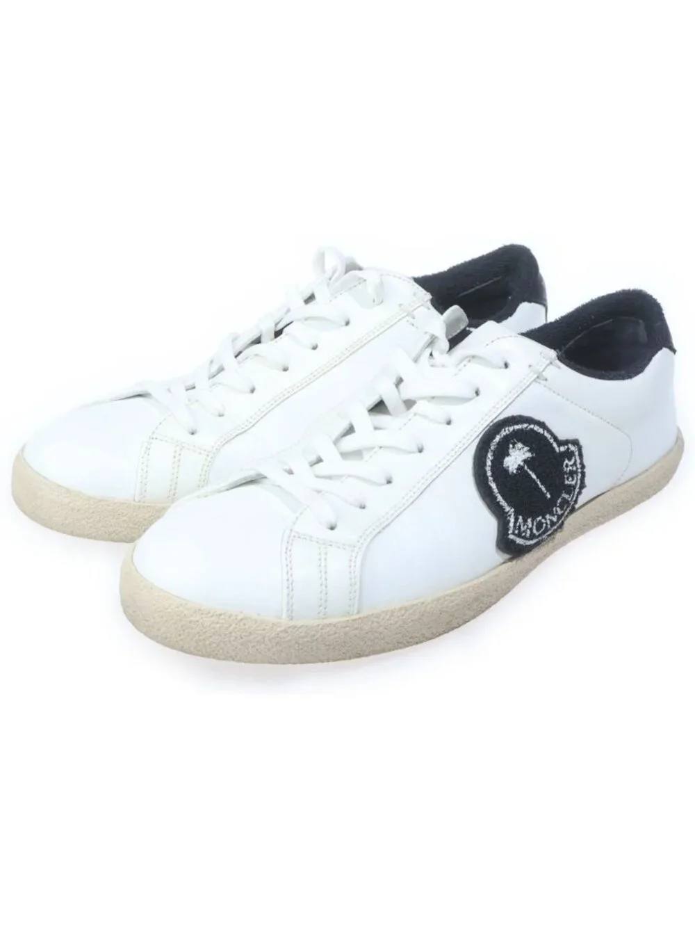 Moncler Palm Angels Leather Low Cut Sneakers White Black